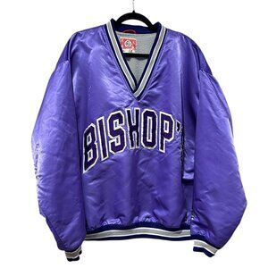 Singer Vintage Purple Satin Football Warm-Up Jacket • Men’s XXL • Bishop’s Univ